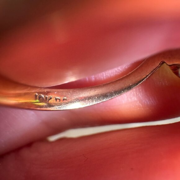 Vintage 10K yellow Gold Ring With Emerald Stone & Diamond Stones Size 5.75/6 3Gr - Picture 6 of 8